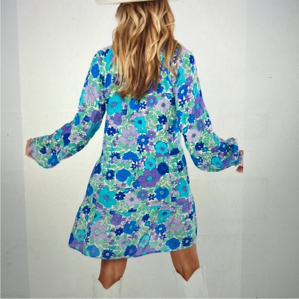 Show Me Your MuMu Blue Floral Long Sleeve Dress - Picture 2 of 15